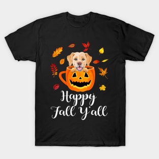 Happy Fall Y'all Golden Retriever Autumn T-Shirt